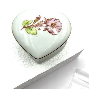 ❤️ Heart-Shaped Floral Trinket Box Schmidt Porcelana Brasil Porcelain Trinket